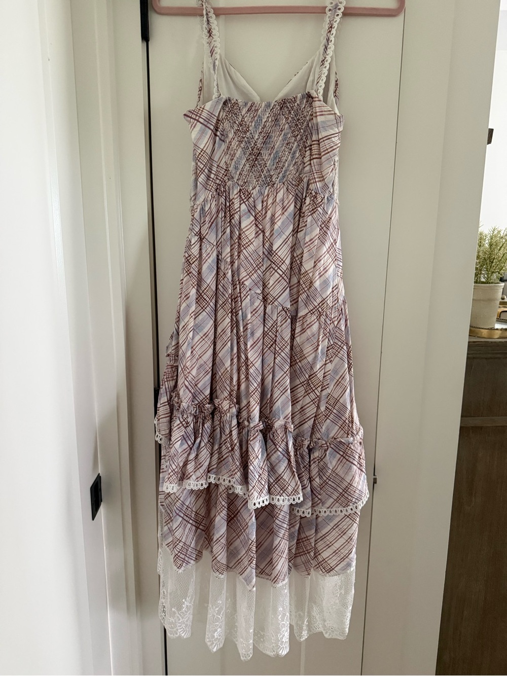 Anthropologie the Bobbi Plaid Ruffled Asymmetric Dress - Picture 6 of 9